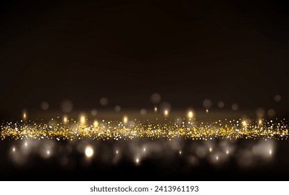 Luxury golden glittering dark background. Vector VIP background for posters, banners or cards.