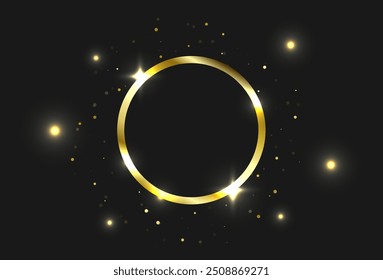 Luxury Golden Glowing Lights Circle Frame  Line Abstract Background. Vector Illustration. Celebration Wallpaper