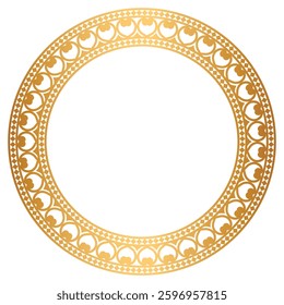 Luxury Golden Or Gold Circle Frame Border Design With Dots Background	
