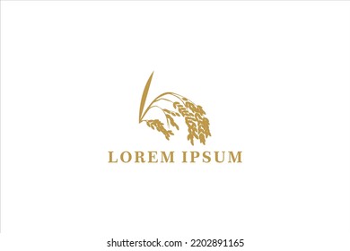 Luxury Golden Grain Rice Logo Design Vector