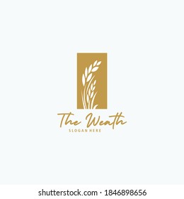 Luxury golden grain weath / rice logo design Vector