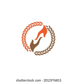 Luxury Golden Grain Weath  Rice Logo Design Vector