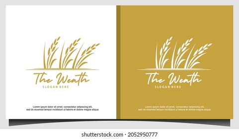 Luxury Golden Grain Weath Or Rice Logo Design