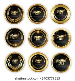 Luxury golden grand sale badge and labels collection