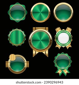 Luxury golden green badges and labels. Retro vintage circle badge design