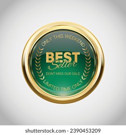 Luxury golden green sale badges and labels. Retro vintage sale circle badge design