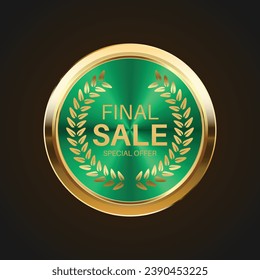 Luxury golden green sale badges and labels. Retro vintage sale circle badge design