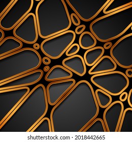Luxury golden grid pattern abstract tech background. Vector geometric design