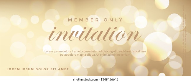 Luxury golden invitation card, Shiny bokeh card background