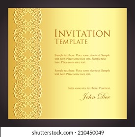 Luxury golden invitation with imitation of lace