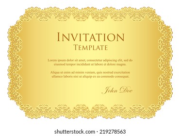 Luxury Golden Invitation With Lace Border