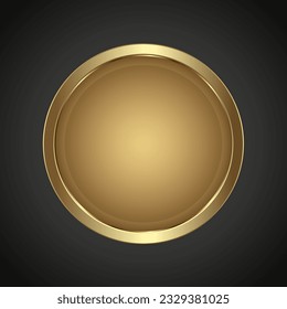 Luxury Golden iron web button on dark gradient background for multipurpose Infographic design vector, illustration template and Premium gold elegant version