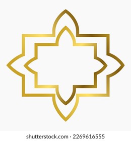 Luxury golden islamic frame border. arabic ornament pattern style. Islamic Bagde. Ramadhan Logo Concept Vector. Islamic shape icon template. editable for Islamic Design, Label, Sign, banner,background