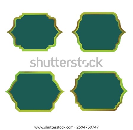 Luxury golden Islamic text box, title frame template design.