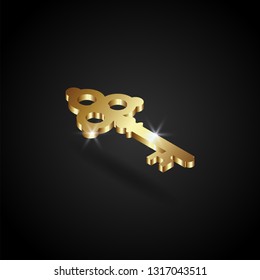 luxury golden key vector illustration, key symbol, key icon, key vector isometric for web