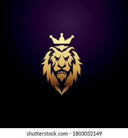 Diseño del logotipo del Rey León de lujo y dorado