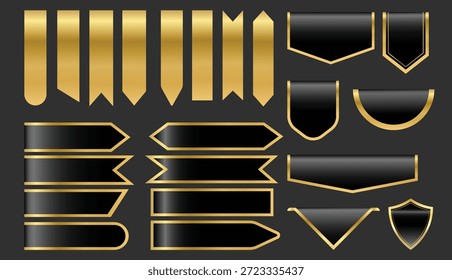 Luxury golden labels elements set. Best quality certificate sticker. decorative luxury tape. Cartoon premium badges and stickers collection
