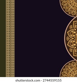 Luxury Golden Lantern Horizontal Mandala Ramadan Islamic Isra Miraj Al Nabi Background Banner