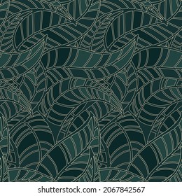 Luxury Golden leaf art deco wallpaper. Seamless pattern. Nature background vector. Vector illustration.