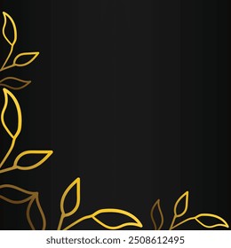 Luxury golden leaf on black background. Vector design element.