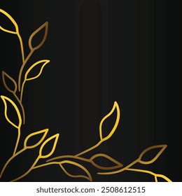 Luxury golden leaf on black background. Vector design element.