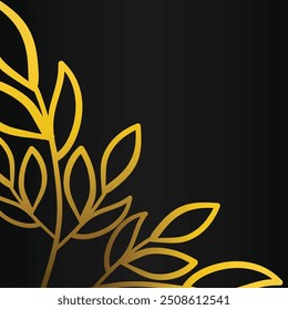 Luxury golden leaf on black background. Vector design element.