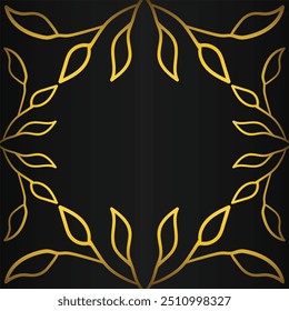 Luxury golden leaves frame ornament on black background