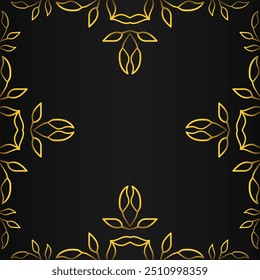 Luxury golden leaves frame ornament on black background