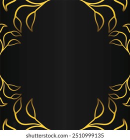 Luxury golden leaves frame ornament on black background