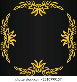 Luxury golden leaves frame ornament on black background