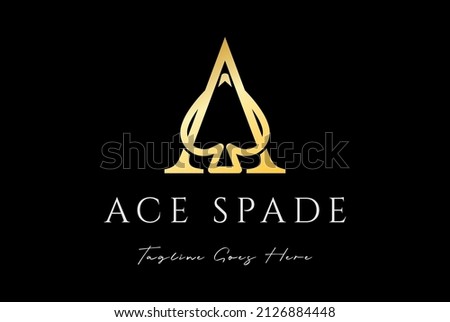 Luxury Golden Letter A for Ace Spade Scoop Monogram Logo Design Vector