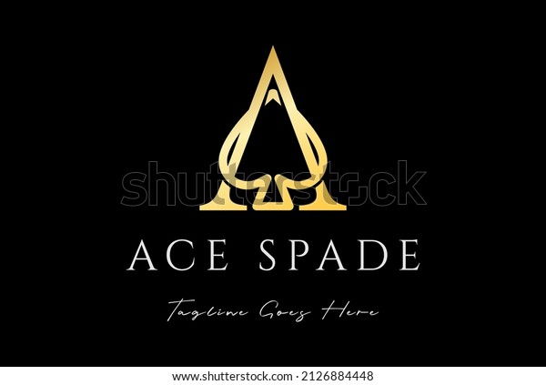 Luxury Golden Letter A for Ace Spade Scoop\
Monogram Logo Design\
Vector