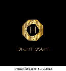 Luxury golden letter H logo vector template