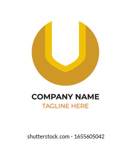 Luxury golden Letter U icon, design and elegant typographic concept