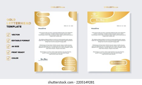 Luxury Golden Letterhead Design Template For Stationary For Business Corporation Editable Format Eps10