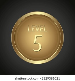 Luxury Golden Level 5 button on dark gradient background for multipurpose Infographic design vector, illustration