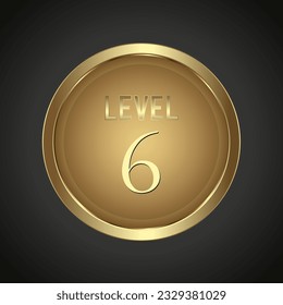 Luxury Golden Level 6 button on dark gradient background for multipurpose Infographic design vector, illustration