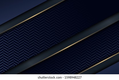 Luxury golden light dark navy metallic overlap background. Luxury bright gold lines modern futuristic background vector illustration.