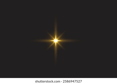 Luxury golden light effect vector art. Light spark with star shape .