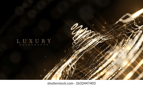 Luxury golden light particles decorated with glow effect and bokeh on black background. Vector illustration design that gives a luxurious and modern atmosphere.