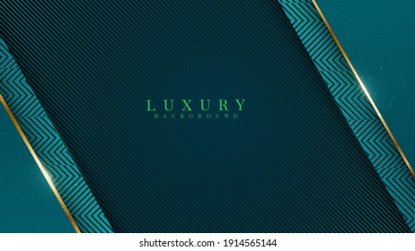 Luxury golden line background with green on dark shades , vector illustration.