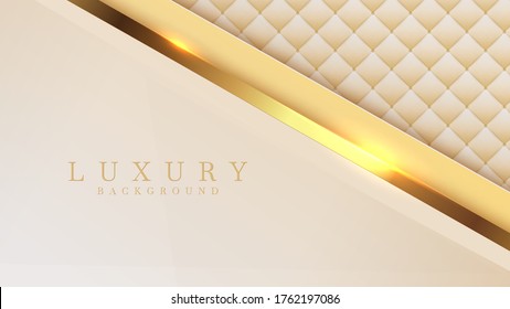 Luxury golden line background with Leather seat mustard shades in 3d abstract style. Illustration from vector about modern template deluxe design.