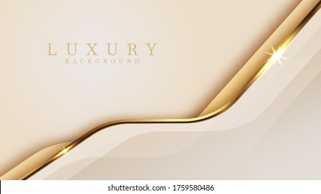 Luxury golden line  background mustard shades in 3d abstract style, Illustration from vector about modern template deluxe design.