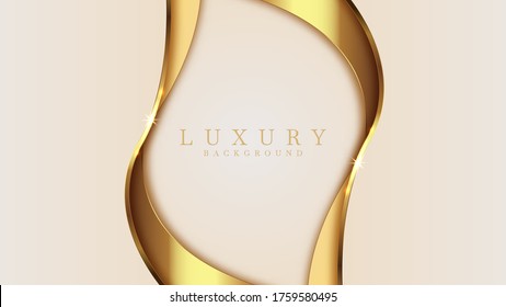 Luxury golden line  background mustard shades in 3d abstract style, Illustration from vector about modern template deluxe design.