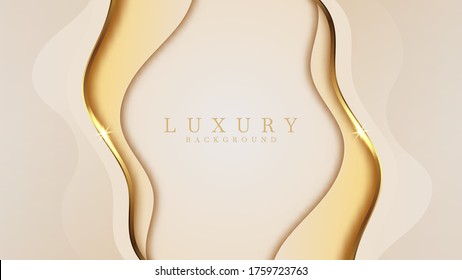 Luxury golden line  background mustard shades in 3d abstract style, Illustration from vector about modern template deluxe design.