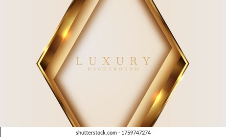 Luxury golden line background mustard shades in 3d abstract style, Illustration from vector about modern template deluxe design.