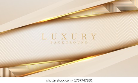 Luxury golden line background mustard shades in 3d abstract style, Illustration from vector about modern template deluxe design.