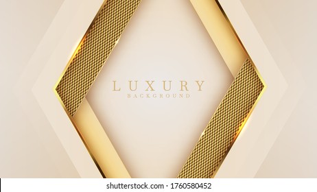 Luxury golden line background mustard shades in 3d abstract style. Illustration from vector about modern template deluxe design.