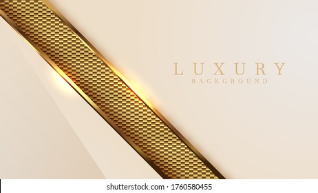 Luxury golden line background mustard shades in 3d abstract style. Illustration from vector about modern template deluxe design.