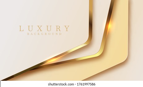 Luxury golden line background mustard shades in 3d abstract style. Illustration from vector about modern template deluxe design.